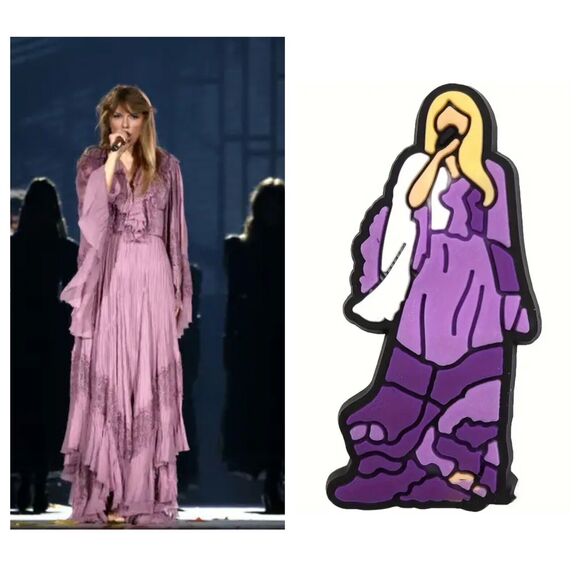 Taylor Swift Bogg Bag/Shoe Charms Jibbitz Folklore Eras Tour Purple Ruffle Gown - Picture 1 of 1